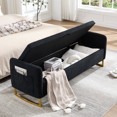 Banc de rangement rembourré 65 po avec deux coussins Soraiya