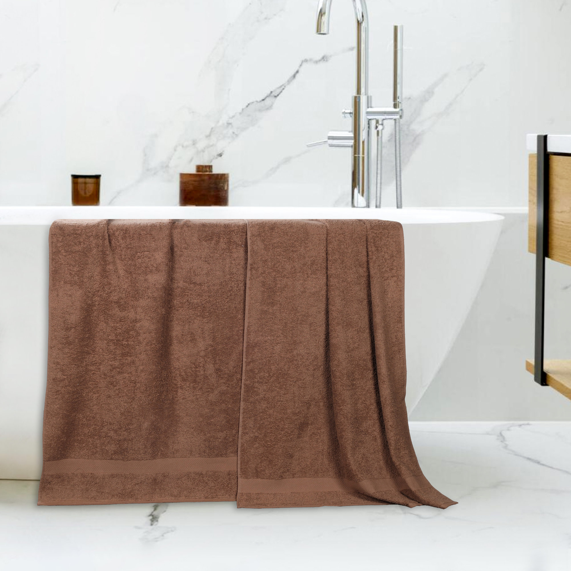 Glenlee 2 Piece Eco-Friendly 100% Cotton Bath Sheet Towel Set, Latte