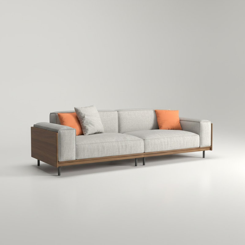 Canapé de 83 po en tissu gris moderne avec coussins décoratifs pour le salon, H 33 po x l 83 po x P 36 po