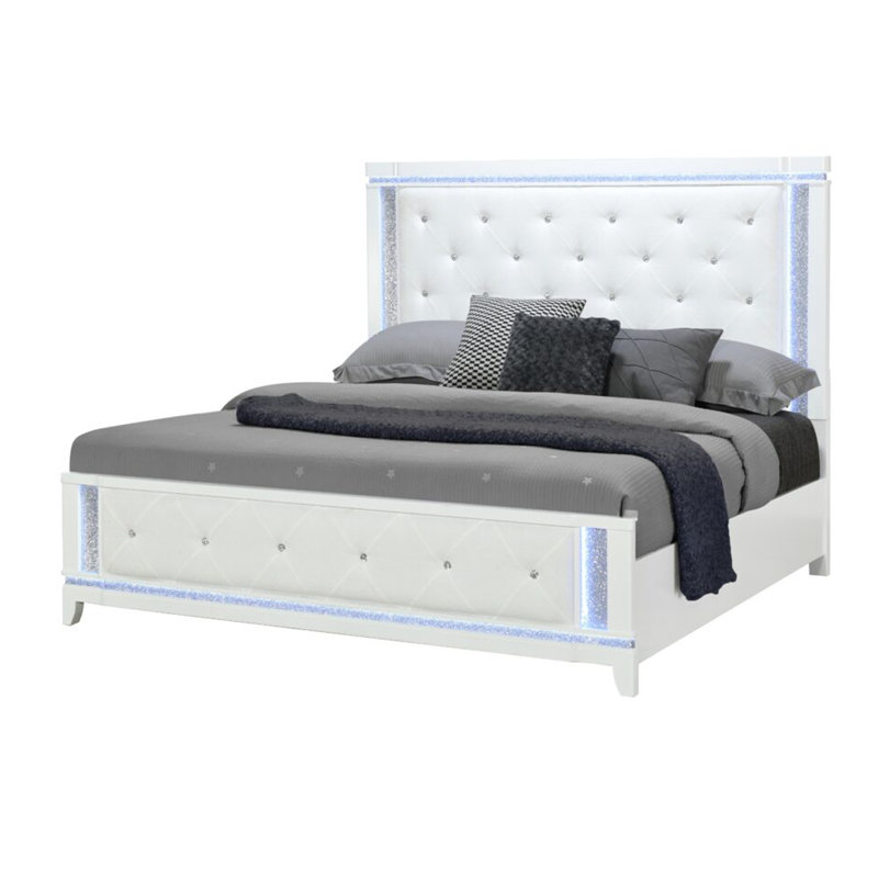 Alina White Full Bed With Led