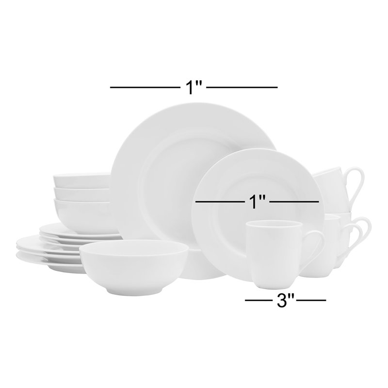 Fitz and Floyd Everyday White Classic Rim 16-Piece Dinnerware Set, Service for 4