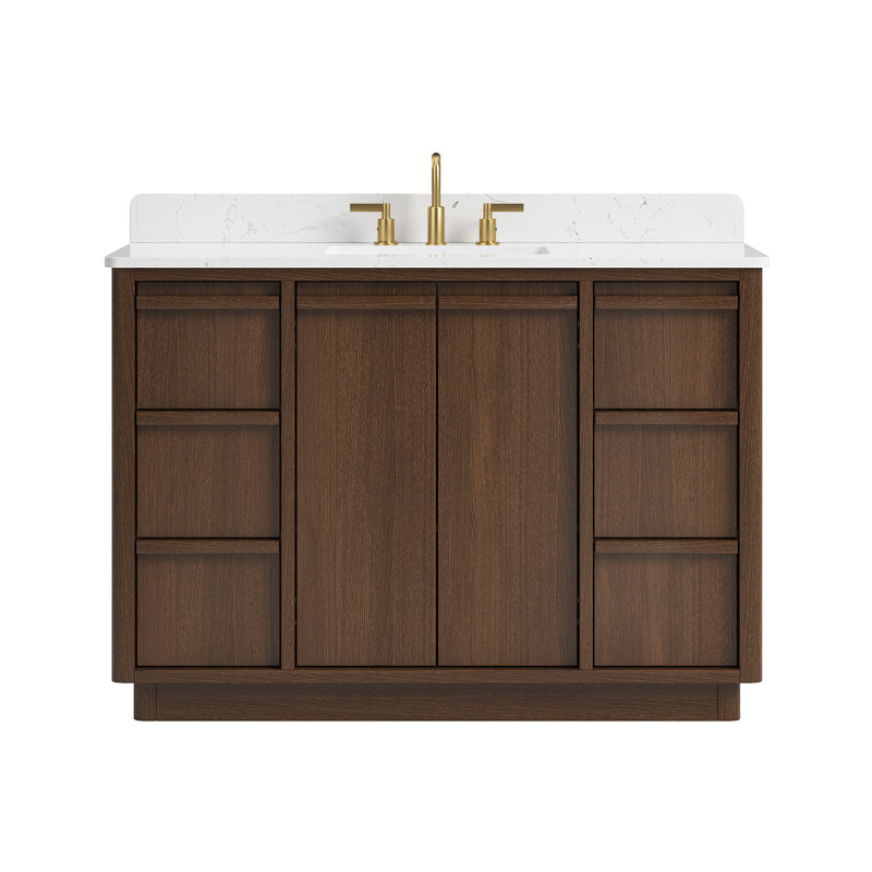 Ensemble de meuble-lavabo simple 48 po avec plateau en pierre d'ingénierie Arazia