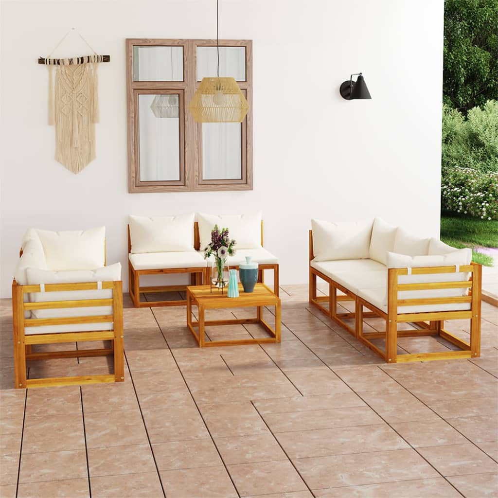 Garden Lounge Set Outdoor Sofa Set with Cushions Solid Wood Acacia