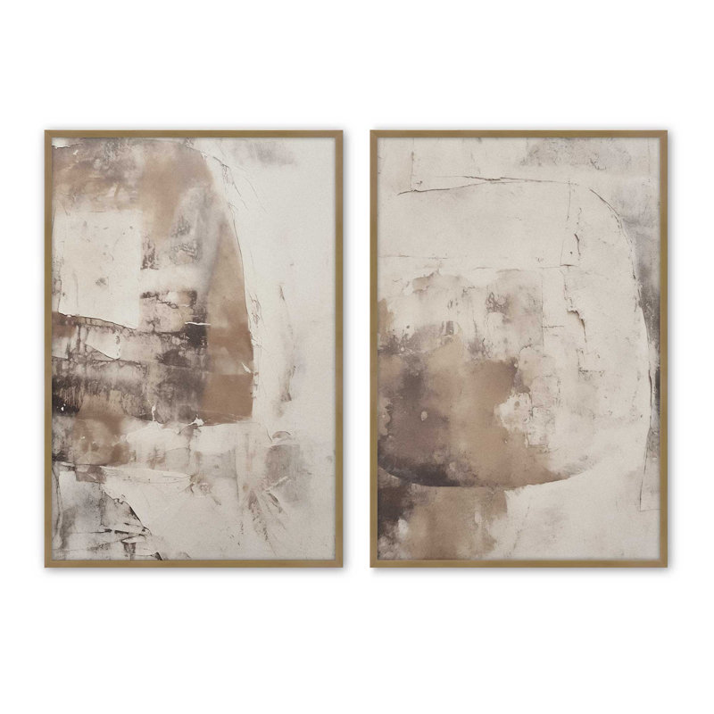 Mocha Musings Set of 2 Prints in a Frame, 37.25" H x 50.5" W, Brushed Gold