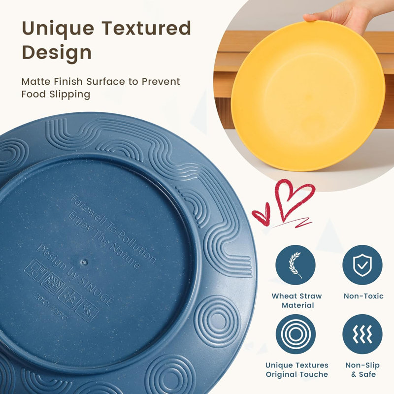 40-Piece Premium Wheat Straw Dinnerware Sets Service For 8, Unbreakable Plates And Bowls Set Cups Sets, Dinner Plates, Bowls For Kitchen,Dishwasher And Microwave Safe Dishes Set Multi