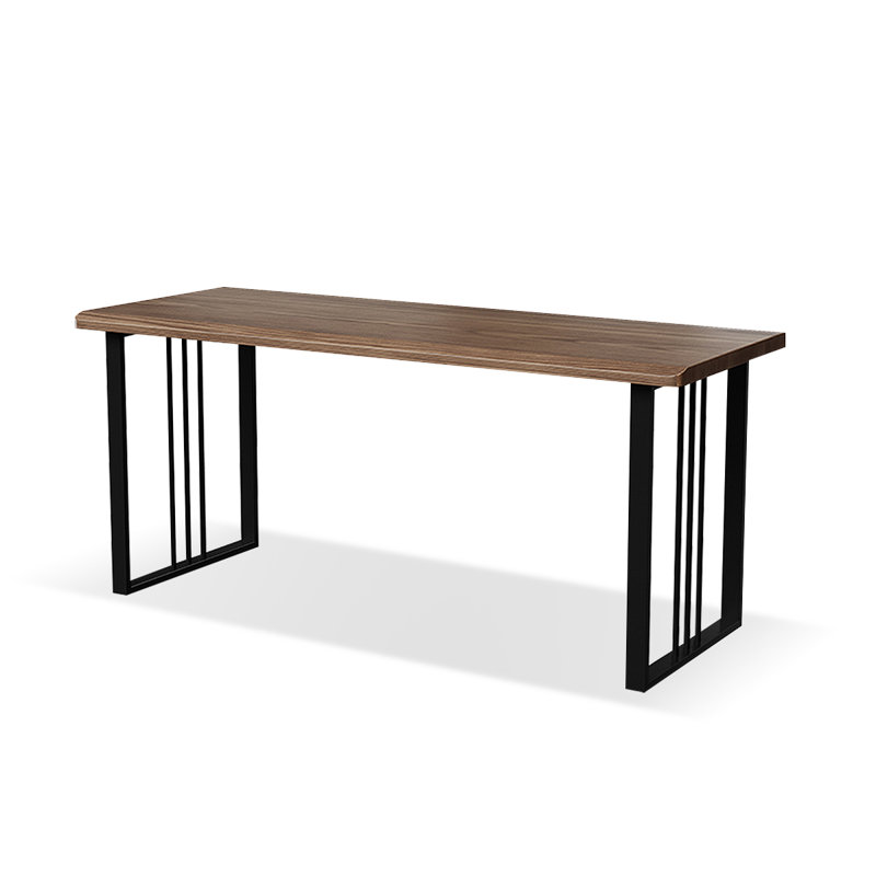 Bureau noyer + bois massif rectangulaire noir + fer, H 29,53 po x l 62,99 po x P 23,62 po