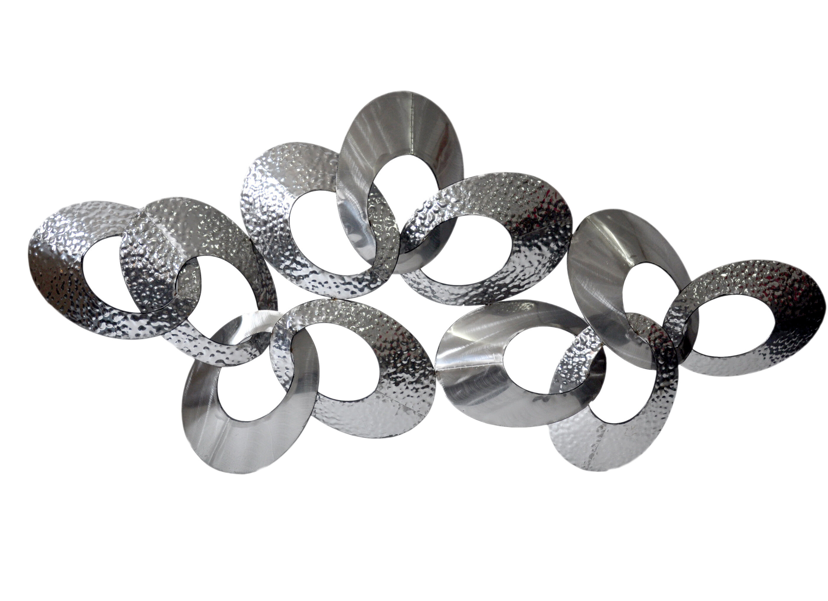Geometric Abstract V Shaped Pattern Bold Cuff Bracelet - Silver