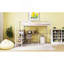 Lit mezzanine double en métal avec bureau et échelle de rangement latérale-860646969