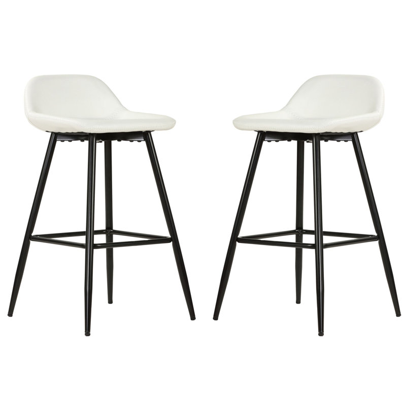 Iraiz Upholstered Counter Stool with Metal Frame, White 