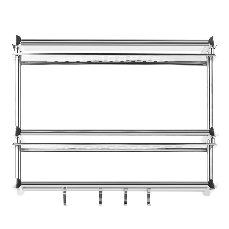 2 Piece Metal Floating Shelf with Hooks