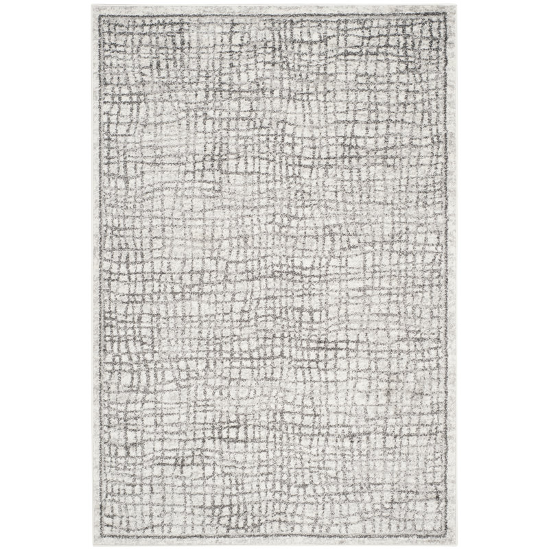 Tapis géométrique ivoire / argent Bethlyn, Rectangle de 11 pi x 15 pi