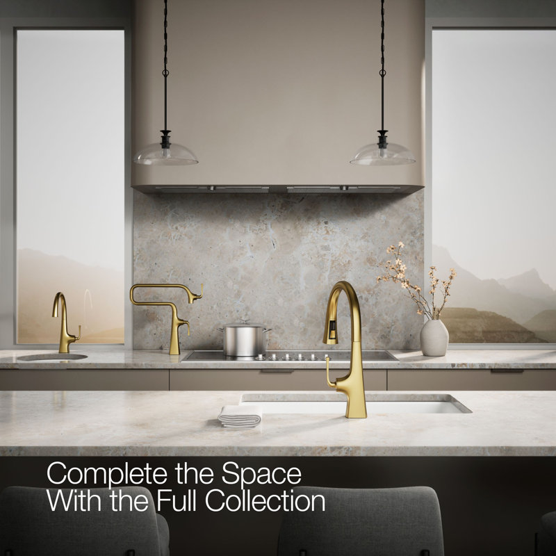 Graze Deck-Mount Pot Filler Faucet, Vibrant Brushed Moderne Brass