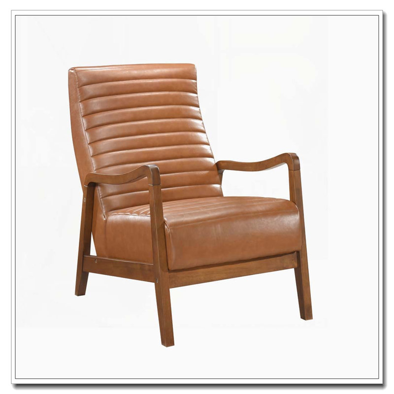 Chaise d'appoint en similicuir avec finition noyer