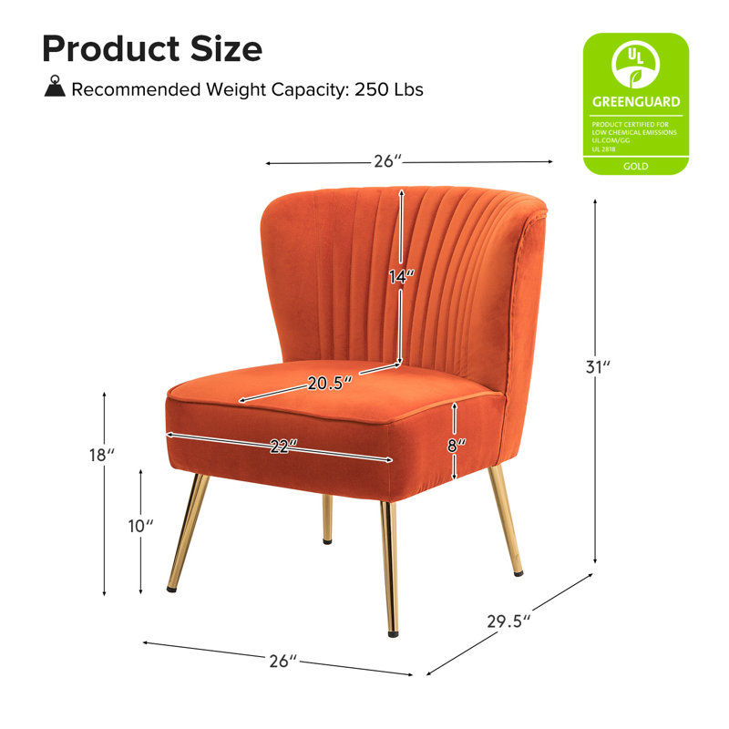 Fauteuil d'appoint Euclid, Velours orange