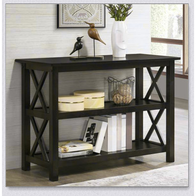 2-Shelf Wood Entryway Console Table, Deep Merlot