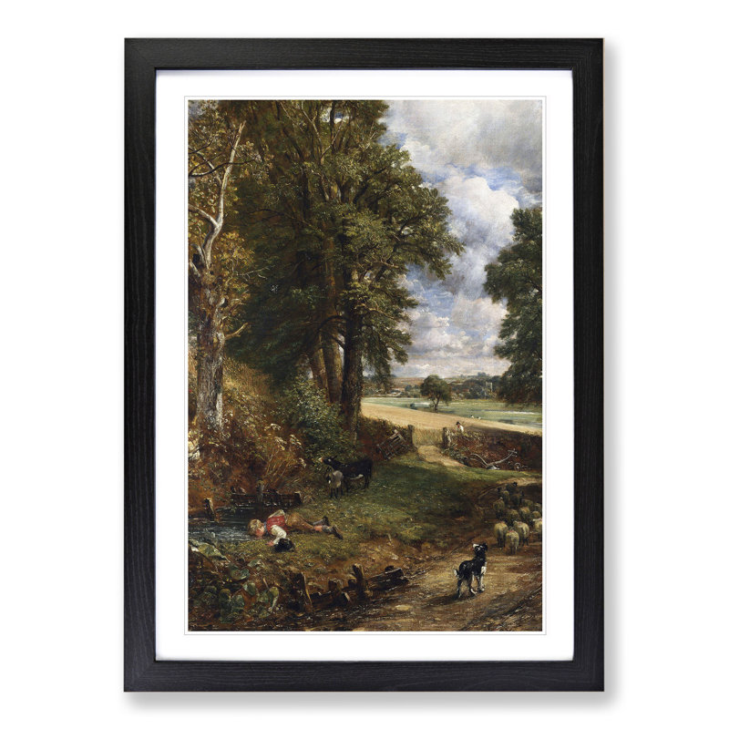 The Cornfield by John Constable - Picture Frame Painting on MDF, Black Framed, 65cm H x 48cm W x 2cm D