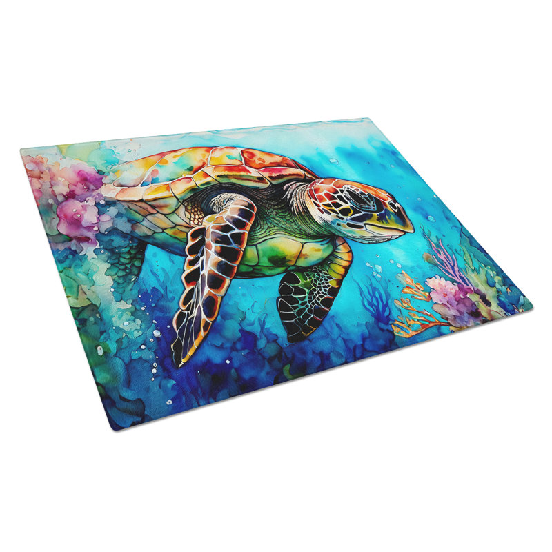Loggerhead Sea Turtle Glass Cutting Board Large
