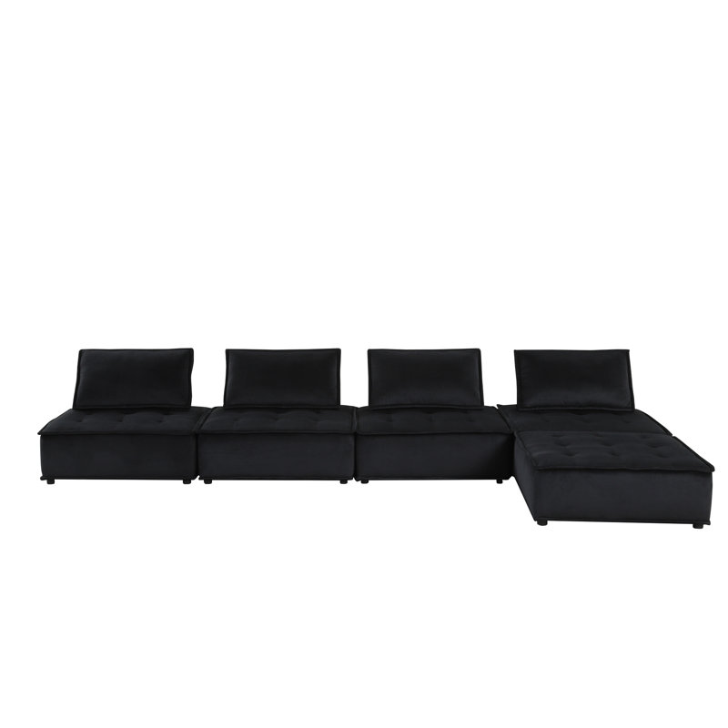 107.87 Lb Black Velvet Sectional , Quality 14.5" Seat Back Height Cozy