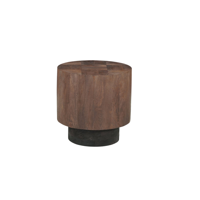 Table de bout ronde en bois de manguier massif, Brun