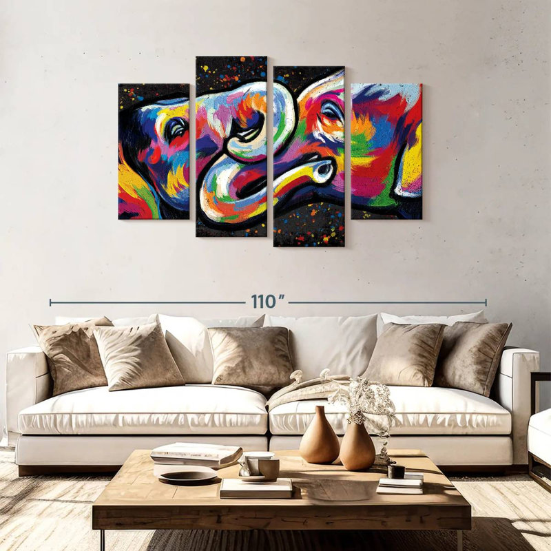 Brume d'éléphant Brampt couleur abstraite, H 48 po x l 75 po