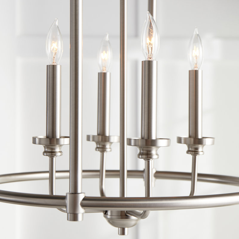 Herman 4 - Light Lantern Drum Chandelier, Satin Nickel