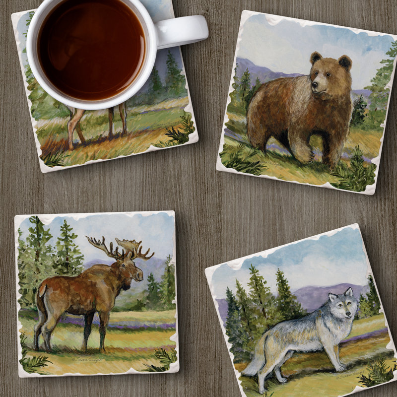 Ensemble de 4 sous-verres Mountain Lodge