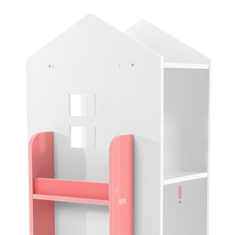 360° Rotating Bookshelf, 3 Tiers Corner Shelf, For Bedroom, Living Room, White/Pink