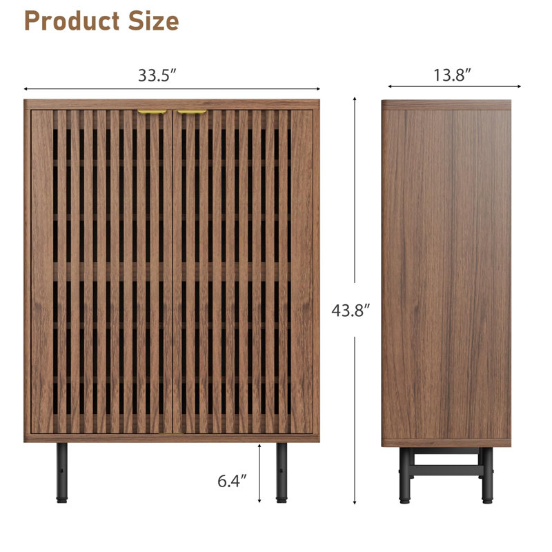 6-Tier Shoe Cabinet with Louver Doors, Wooden Storage Organizer for 24 Pairs, Brown