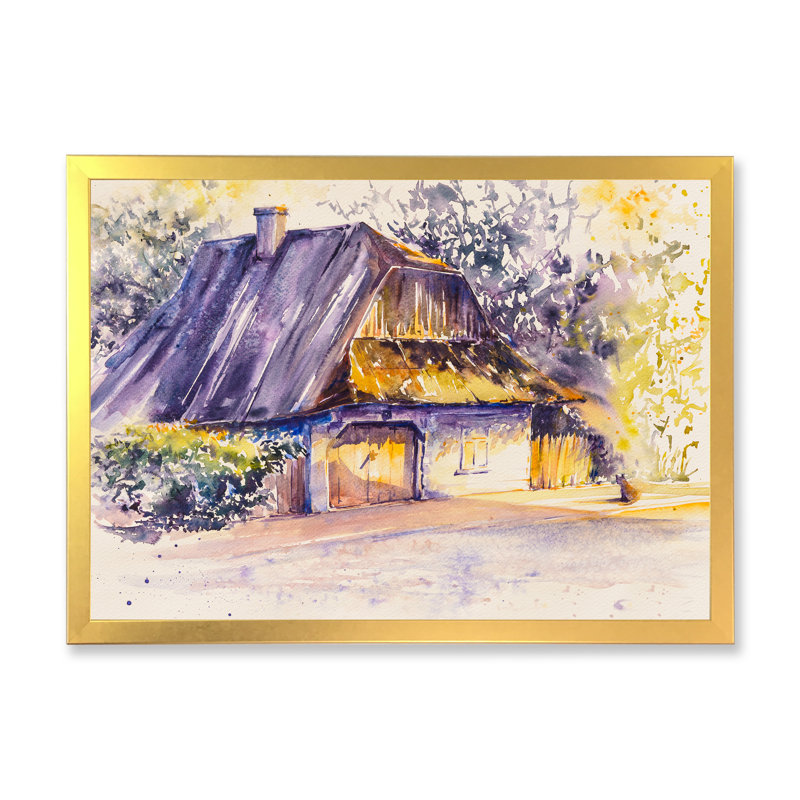 Vieille maison blanche en bois dans une campagne rétro - impression d'art mural sur toile, H 34 po x l 44 po