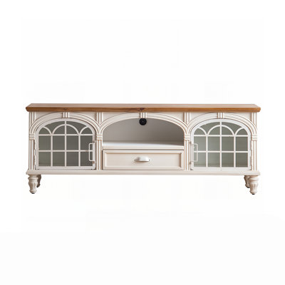 Meuble télé sculpté ivoire et marron vintage de 150 cm (59,06 po).