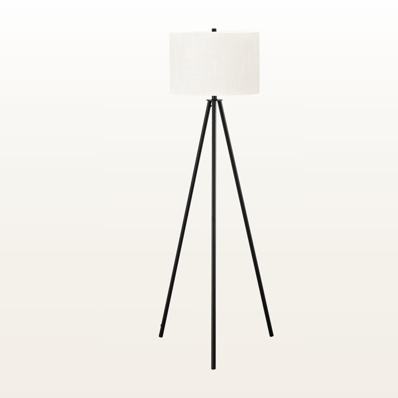 Liese 63"H Floor Lamp, Black Metal & Ivory / Cream Shade