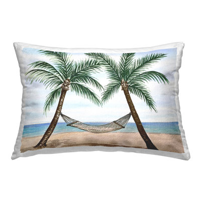 Design de coussin décoratif hamac entre palmiers par Nicholas Biscardi