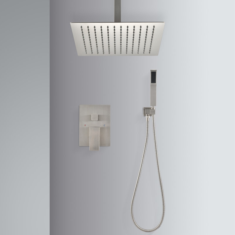 Ensemble de système de douche de plafond avec douche à main et pomme de douche 16 po