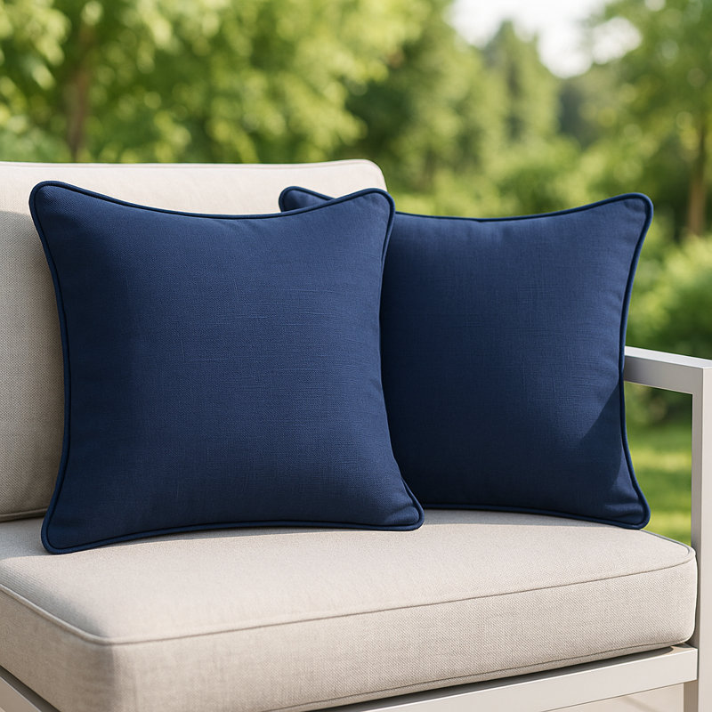 Coussins décoratifs avec passepoil sur le bord | Housses de coussin d'extérieur Welted Edge | Taies d'oreiller à cordon, Bleu