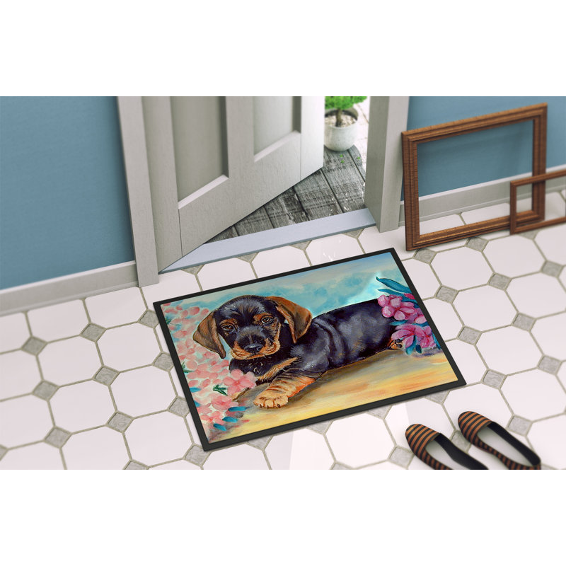 Tapis de porte d’intérieur anti-dérapant teckel, Rectangle 1 pi 6 po x 2 pi 3 po