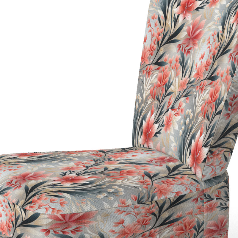 Chaise d'appoint rembourrée, motif d'appoint Coral Subdued Coral Tropical, Motif tropical corail discret II