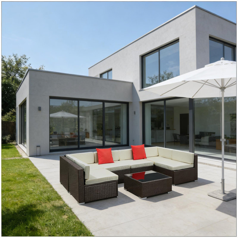 Ensemble de canapé modulaire de patio, ensembles de conversation pour mobilier d'extérieur, ensemble de mobilier de patio 7 pièces