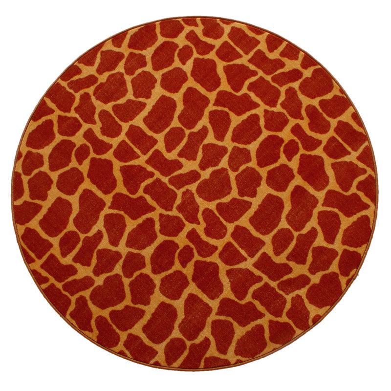 Tapis orange à imprimé animal, Rond 7 pi