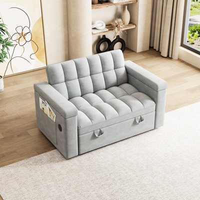 Lit double pliable avec panneau de bureau d'ordinateur ajustable et coussin moelleux de 65 pouces pour le cinéma maison, port convertible 3 en 1, boîte de rangement, remplisseur haute densité, facile à entretenir