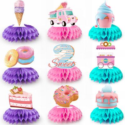Donut Honeycomb Centerpieces,9pcs Donut Party Honeycomb Centerpieces