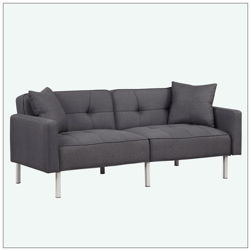 Canapé à accoudoirs carrés en lin 75,6 po Ledonna, 100 % lin noir