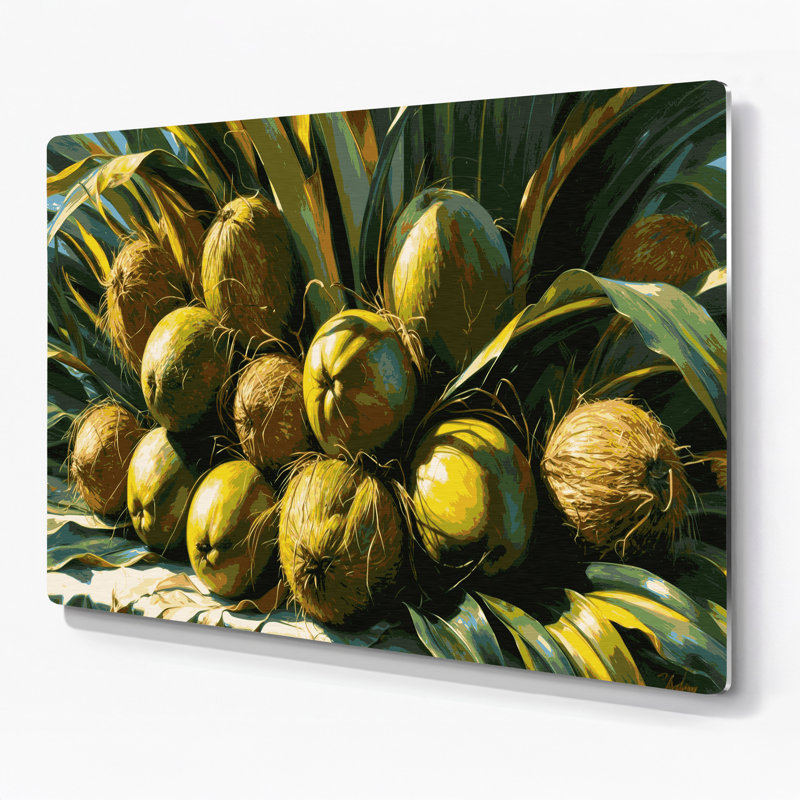 Hawaiian Coconuts Green, art mural en métal