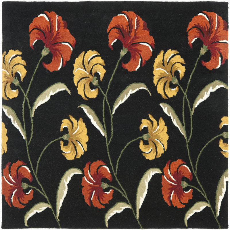 Avayah Soho Hand Tufted Wool And Viscose Floral Rug, Square 6'