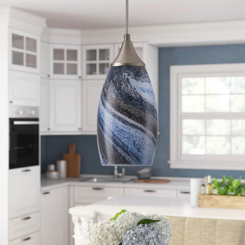 Luminaire suspendu en pot 1 lumière Guthfast, Bleu