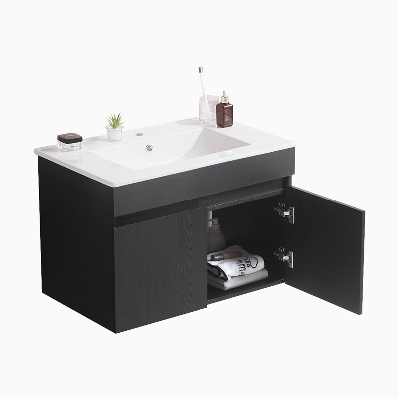 Ensemble de meuble-lavabo simple avec plateau Anahy, Noir
