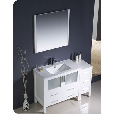 Fresca Torino 48"" Free-Standing Single Sink Bathroom Vanity Set with Mirror -  FVN62-3612WH-UNS