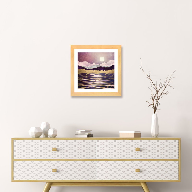 " Lunar Waves ", 16" H x 16" W x 1" D, Natural Paper Framed