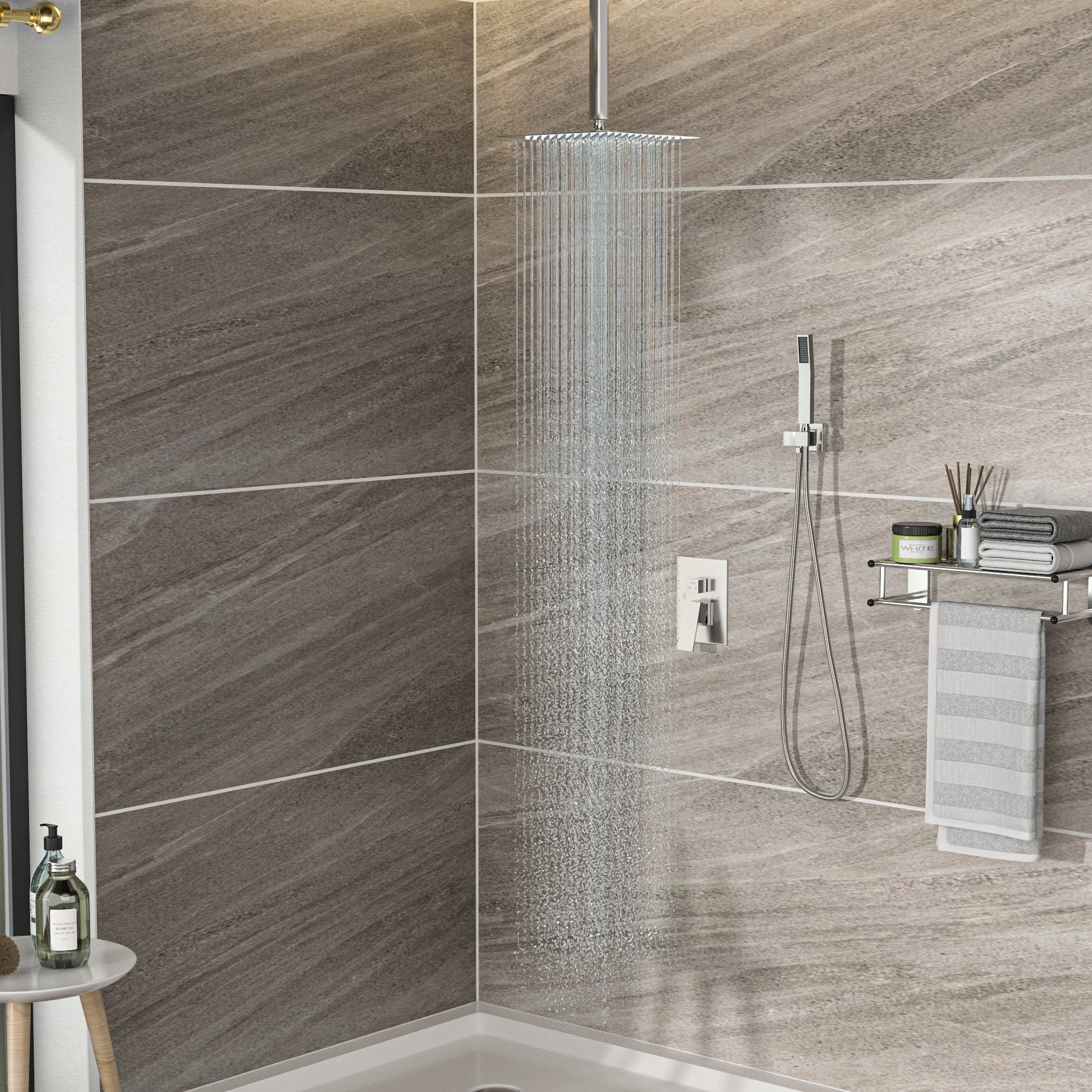 IntrospectiveIncline Shower Head - 12 Inch Ceiling Mount Dual With ...