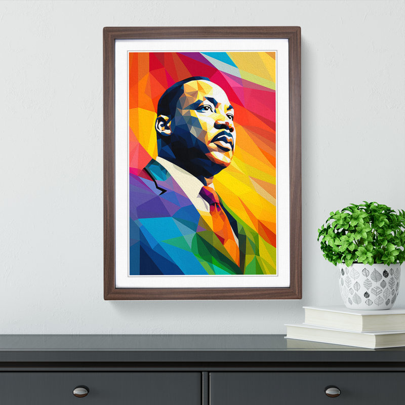 XYZ-FRM-V1223-4487 Martin Luther King Jr. Op 1 Piece Single Picture Frame Wall Art, 34cm H x 25cm W x 2cm D, Walnut