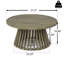 Table basse d'extérieur en bois d'acacia pour le patio, table basse ronde pour la cour arrière, pelouse, balcon, finition grise-102138421